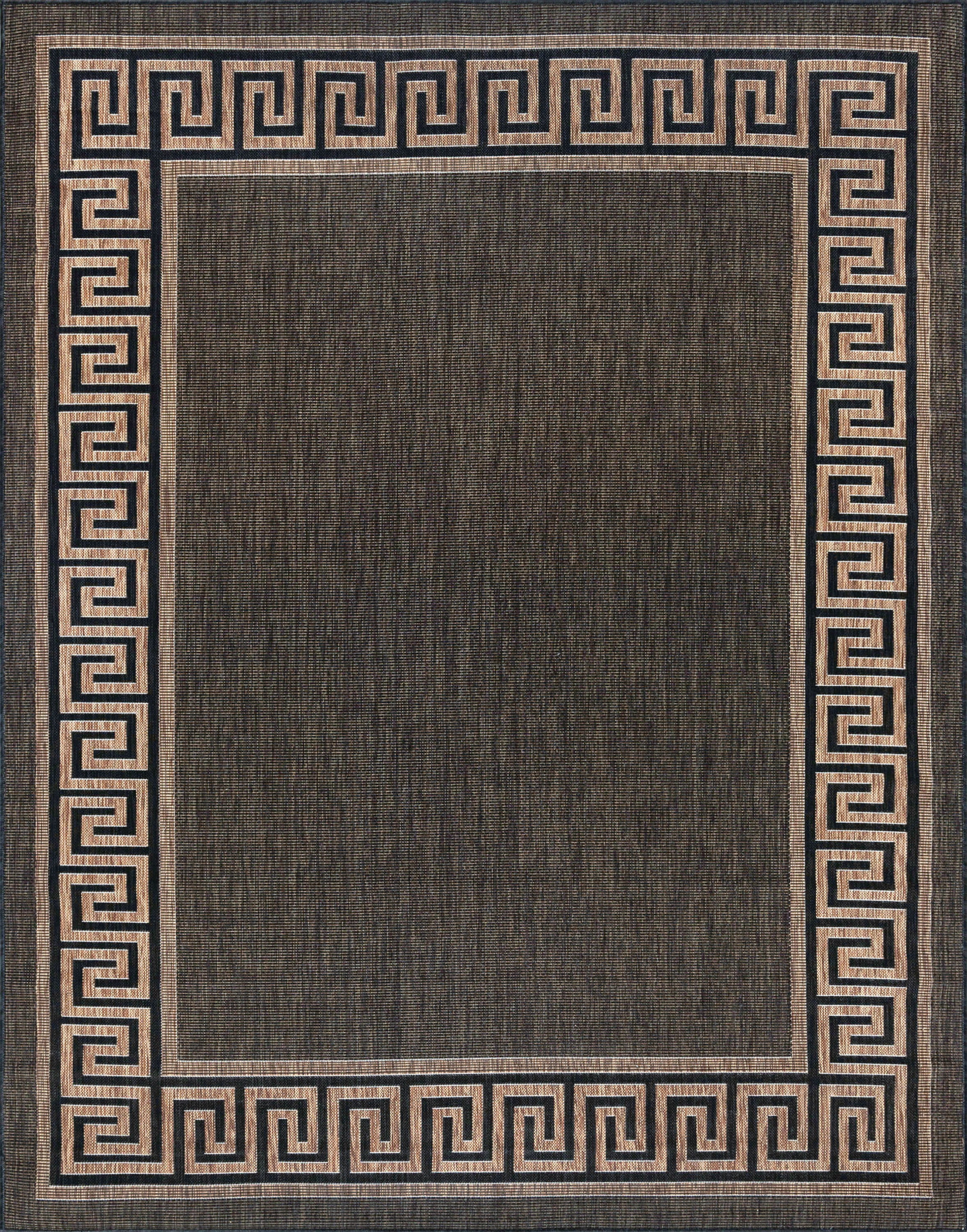 8x10 Water Resistant, Large Indoor Outdoor Rugs for Patios, Front Door Entry, Entryway, Deck, Porch, Balcony | Outside Area Rug for Patio | Gold, Greek Key | Size: 7'10'' x 10'2''