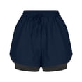 thumbnail image 4 of Ixbnca 2 in 1 Womens Athletic Shorts with Pockets Elastic High Waist Drawstring Workout Running Shorts, 4 of 7