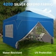 thumbnail image 6 of Outdoor Basic 10x10 Pop Up Canopy Tent with One Push Setup, Portable Sun Shade Tent, Instant Easy Up Canopy with 4-Sidewalls & Hand Bag, Outdoor Fldable Gazebo with Vent Top, Blue., 6 of 11
