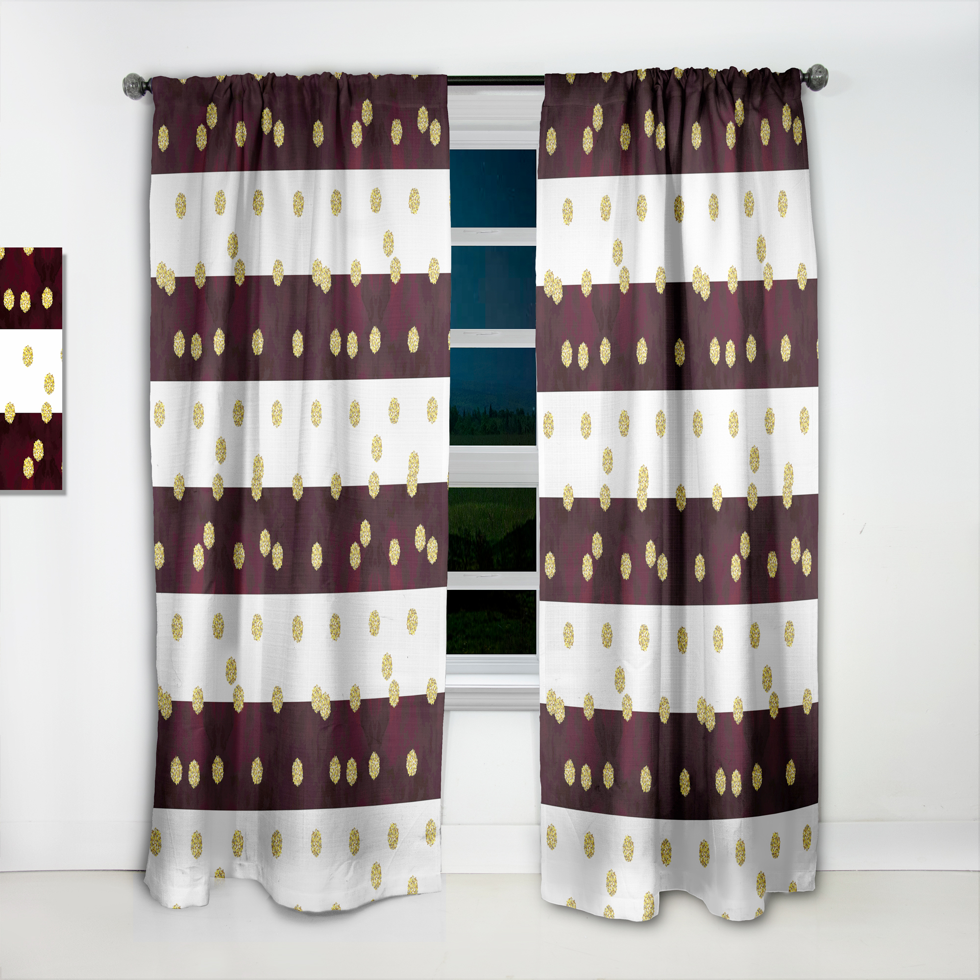 Designart 'Gold Polka Dot Retro Pattern I' Mid-Century Modern Curtain Panel