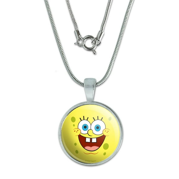 SpongeBob Goofy Smile Face 0.75" Pendant with Sterling Silver Plated Chain