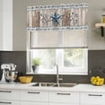 thumbnail image 4 of Texas Star Rustic Curtain Valances for Windows, Kitchen Valance Window Treatments Panel 2 Pack, Country Blue Berry Brown Wooden Plank Rod Pocket Short Curtains for Bathroom Bedroom 54 x 18 Inch, 4 of 8