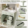 thumbnail image 4 of Euroco 30" Bathroom Vanity with Ceramic Sink, Deep & Standard Drawers, Stylish Bath Vanity for Small Bathrooms, 4 of 9