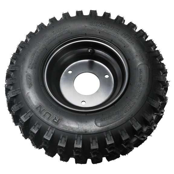 13x4.10-6 Go Kart Wheel with Tubeless Tire – 3 Bolt 78mm Hub Pattern, 6" Rim for ATV UTV Quad Buggy Drift Trike Mini Bike Scooter Lawn Mower Golf Cart Dune Moped Four Wheeler Off-Road Motorcycle