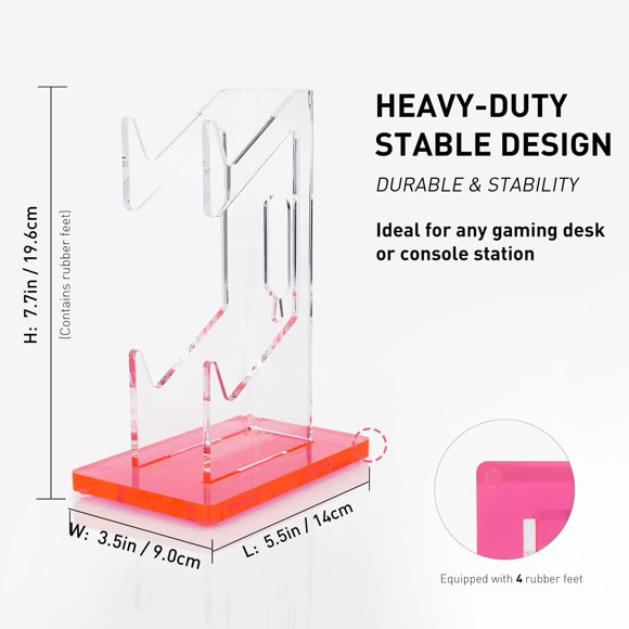 XiHAMA Support de Manette 2 Niveaux Universel Présentoir en Acrylique Accessoires Bureau de Jeu Déco Articles Cadeaux pour Gamer Compatible avec Xbox Series TP PS5 PS4 Etc., Switch Pro et Presque Toutes les Manettes