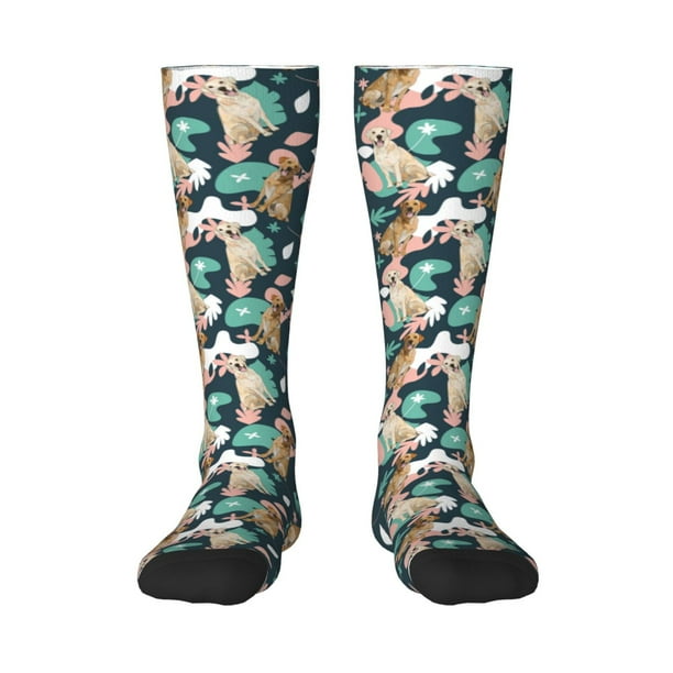 Fotbe Labrador Retriever Dog Calcetas Divertidas Estampadas para Hombre y Mujer, Calcetas de Algodón hasta la Rodilla para Caminar, Correr, Enfermería y Embarazo