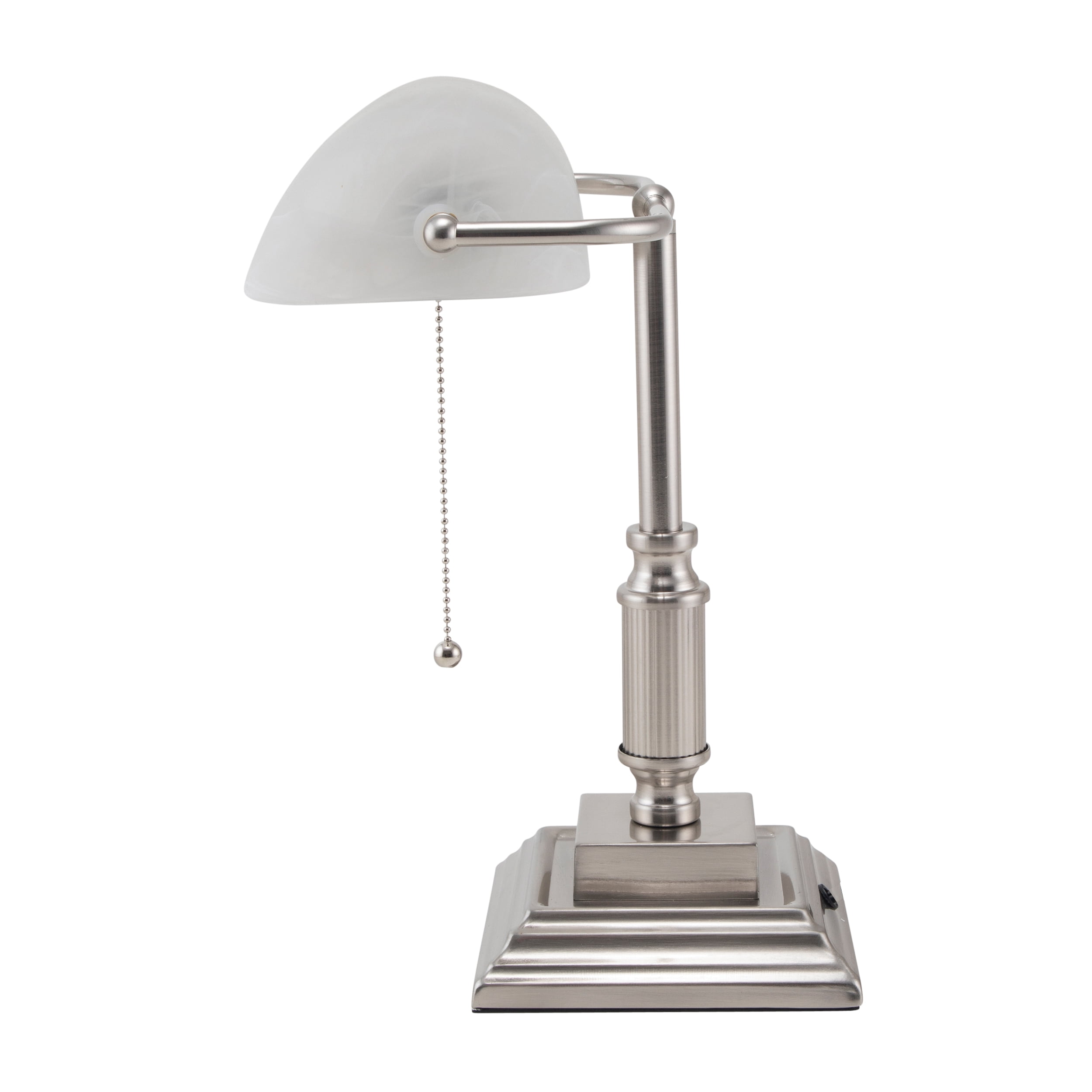 V-Light 14.8 inch Brushed Nickel LED Bankers Lamp with Frosted Shade