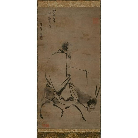 Public Domain Images MET40276 Chan Master Chevauchant une Affiche de Mule Imprimée par un Artiste Chinois Non Identifié Actif au Milieu du 13ème Siècle, 18 x 24