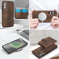 thumbnail image 2 of ELEHOLD Case for Samsung Galaxy A15, 2-in-1 Magnetic Shockproof Leather Wallet Flip Case Cover, Detachable Card Holder with Stand,Brown, 2 of 4