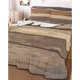 thumbnail image 3 of Quilts Full Size, Farmhouse Beige Brown Soft Comforter Bedding Set for Bed, Vintage Wooden Striped Lightweight Quilted Bedspread with Pillow Cover(2 Pieces) for All Season, 78x90 Inch, 3 of 6