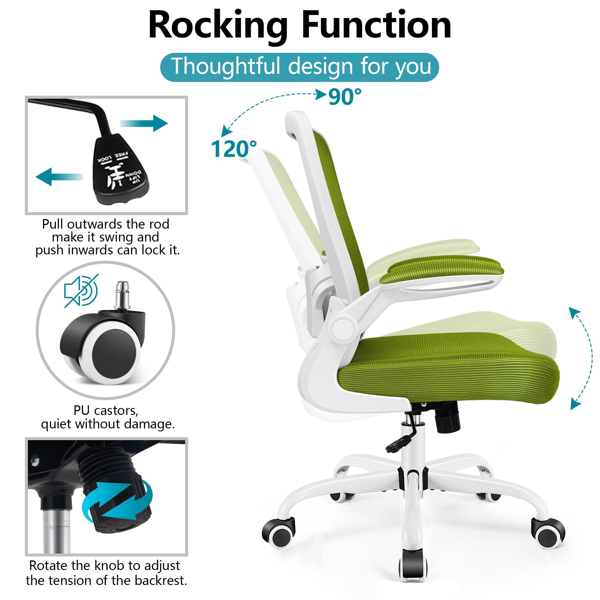 Office Chair, Ergonomic Desk Chair Breathable Mesh Chairs Adjustable High Back Lumbar Support Flip-up Armrests, Executive Rolling Swivel Comfy Computer Chairs Home Office Black