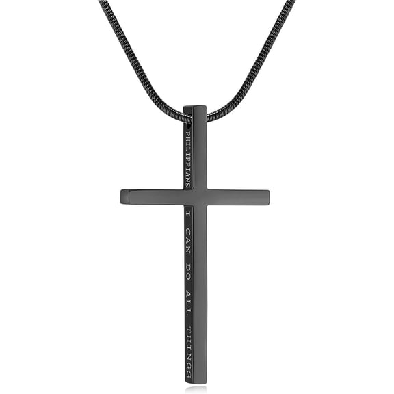 Cross Necklace for Men Big Stainless Steel Cross Pendant Necklace Black Cross Necklace Chains 24 2 Inches Gift for Men
