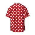 thumbnail image 2 of Easygdp Red Polka Dot Men's Casual Short-sleeved Shirt with Pocket and Button Suitable for Beach Vacation Leisure - 4X-Large, 2 of 7