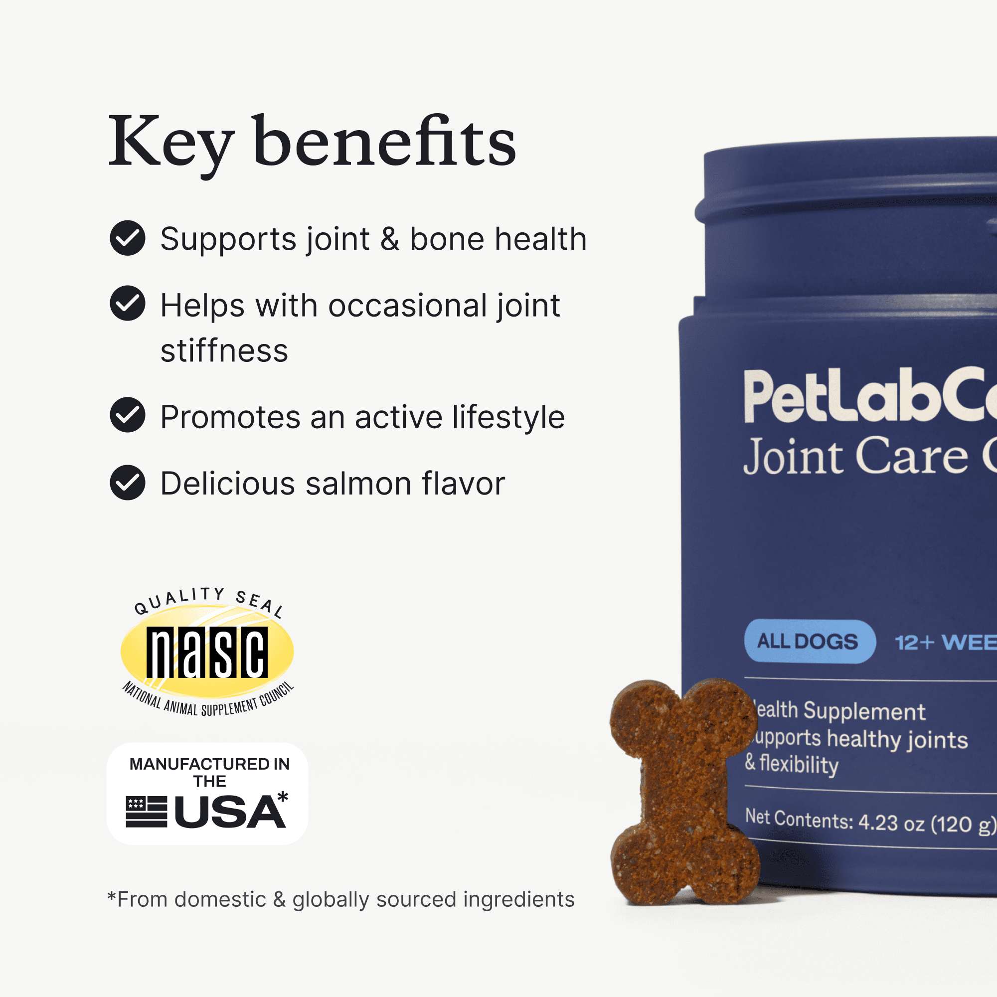 PetLab Co. Joint Care Chews - High Levels of Glucosamine - Green Lipped Mussels, Omega 3 - Dog Hip and Joint Supplement - Salmon Flavor