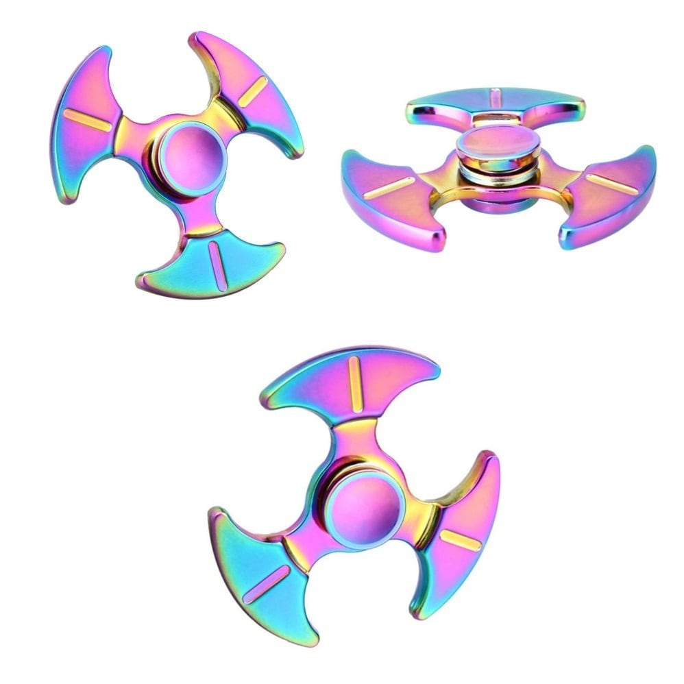 Global Accessories Plus Corp Fidget Hand Spinner Rainbow 3 Wings
