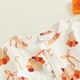 thumbnail image 6 of FYDUU Baby Girl Thanksgiving Outfits Turkey Print Zip Up Romper One Piece Jumpsuit Sleeper Long Sleeve Pajamas Infant Clothes With Headband Set Soft Comfortable, 6 of 9
