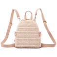 thumbnail image 1 of Womens Straw Backpack Fashion Casual Faux Pearl Travel Backpack Small Backpack, 1 of 10
