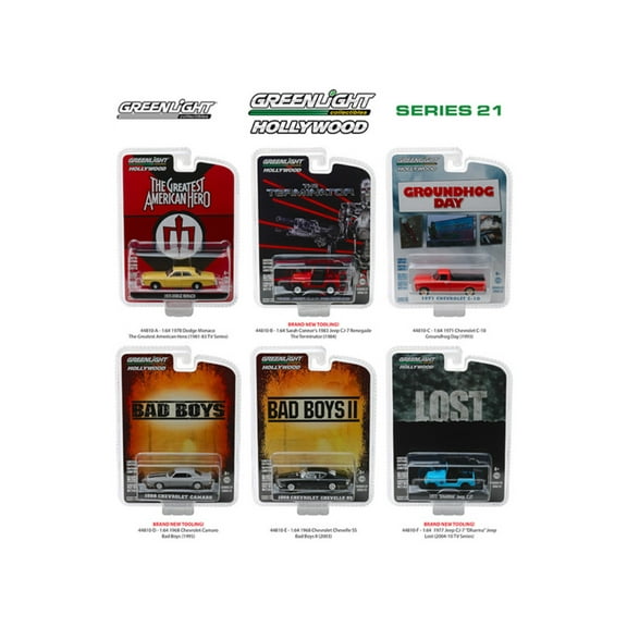 Hollywood Series / Release 21, 6 piece Set 1/64 Diecast Model Cars by Greenlight