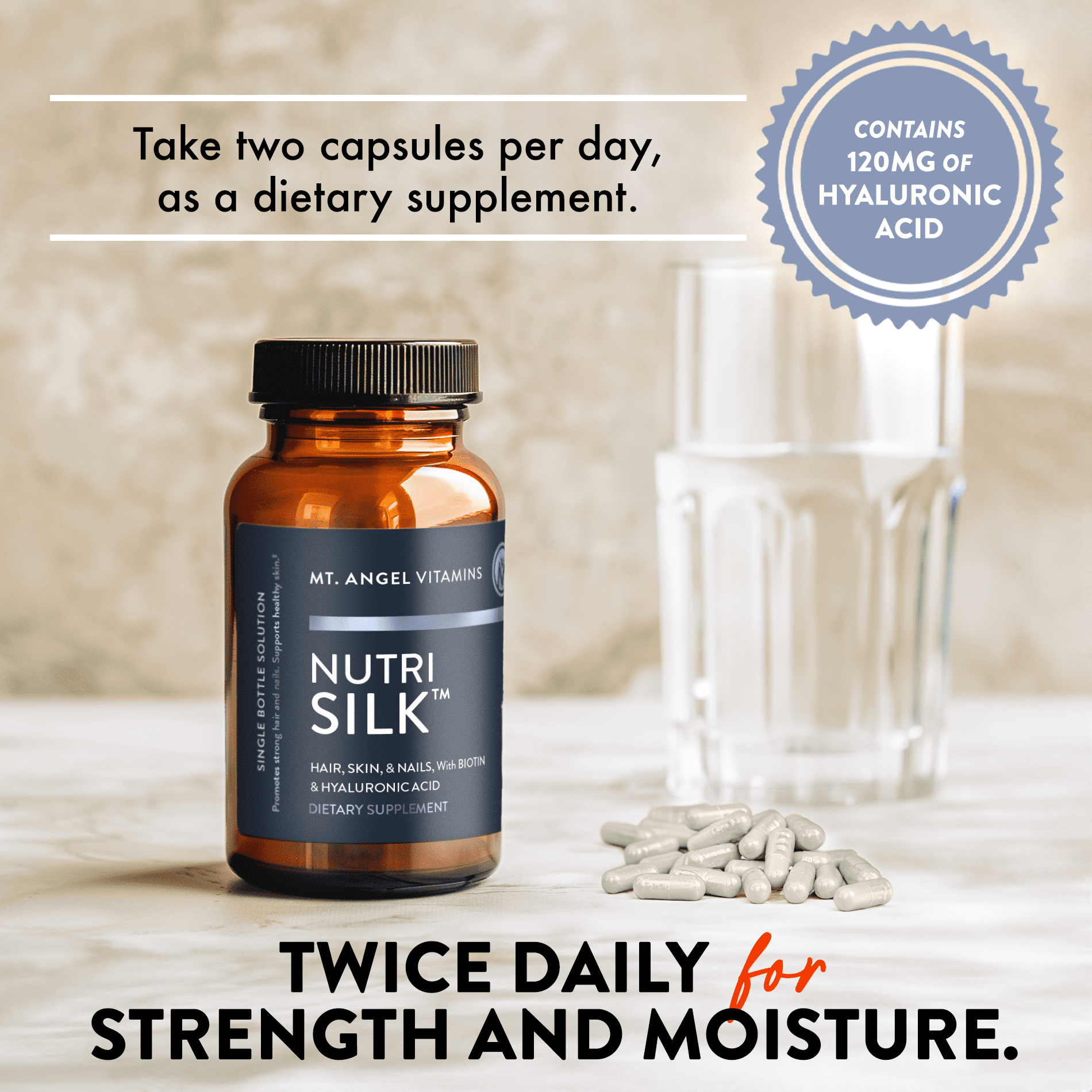Mt. Angel Vitamins - Hair, Skin & Nails - NutriSilk - 60 Capsules
