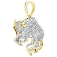 thumbnail image 2 of 10K Yellow Gold Round Diamond Taurus Horoscope Pendant 1.30" Pave Charm 0.45 CT., 2 of 6