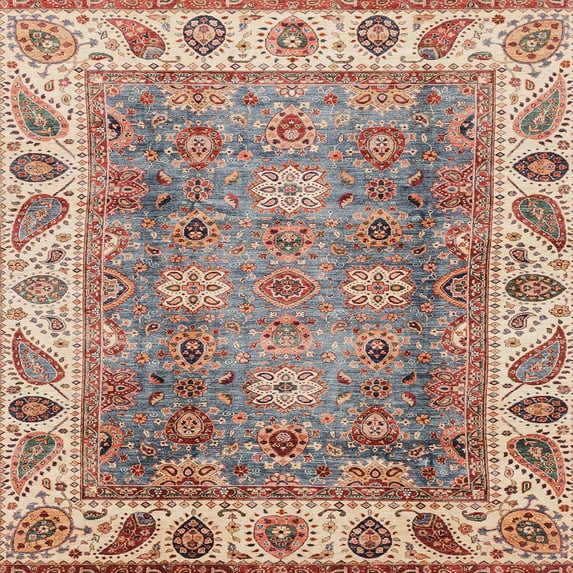 Ahgly Company Indoor Square Abstract Burly Brown Oriental Area Rugs, 8' Square