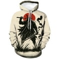 thumbnail image 2 of QTAGTESS Samurai Anime Hoodie for Men Japanese Warrior Graphic Sweatshirts with Red Sun Japan Style Manga Art Hoodie Asian Ink Art Hoodie, 2 of 8
