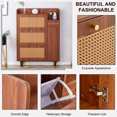 thumbnail image 3 of Storage Cabinet, Caninet, Modern Minimalist Rattan Cabinet, Mdf Bed Top Cabinet Japanese Rattan Shoe Cabinet, Cabinets with Doors and Shelves, Small Home Furniture for Hallways Living Rooms, Wood, 3 of 8