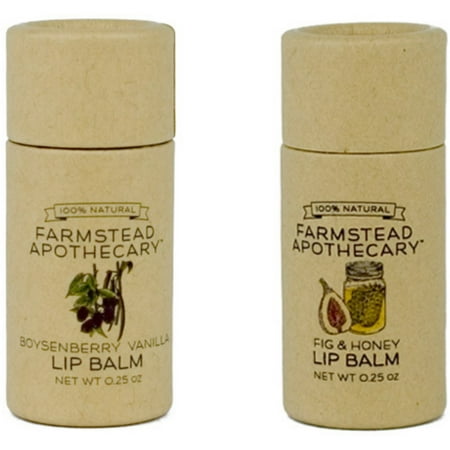 Festive Vanilla Fig - Farmstead Apothecary 100% Natural, Organic, Cruelty-free Lip Balm pack with Boysenberry Vanilla and Fig & Honey 0.25oz e