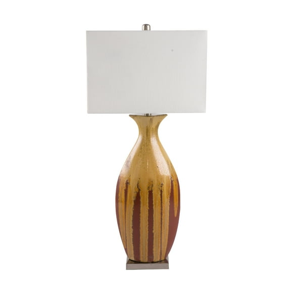 A&B Home Drip Glazed Table Lamp - 10.5"D x 16"W x 36"H - Orange/Red/White