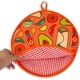 thumbnail image 4 of Bolsa calentadora con aislamiento y soporte de tela apto para microondas que mantiene el calor para harina de maíz, taco, pizza, pan hasta una hora, naranja, 4 of 5
