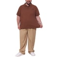 thumbnail image 2 of INSPIRE CHIC Men's Big & Tall Casual Texture Short Sleeve Soft Knitted Polo Shirt XL Brown, 2 of 5