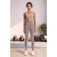 thumbnail image 4 of High Impact Sports ,Racerback Running Bra Workout Crop Tank Tops Longline Sports Bra Push Up Gray pink M, 4 of 8