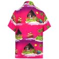 thumbnail image 2 of LA LEELA Men's Vacation Cruise Holiday Tops Stylish Aloha Summer Short Sleeve Hawaii Shirt Button Down Collar Shirts For Men L Vacation, Autumn Pink, 2 of 7
