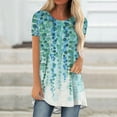 thumbnail image 2 of IROINNID Summer Loose Comfy Leisure Tops For Women Printed Round-Neck Loose Short Pullover Sleeve Tops Blouse Under 10$, 2 of 5