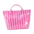 thumbnail image 3 of Bolso de trabajo a rayas, gran capacidad, impermeable, tipo hobo, ideal para la playa, el trabajo y los viajes. Rosa, 3 of 9