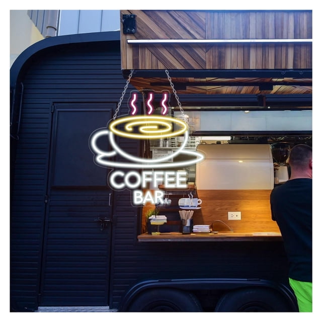 Letrero De Neón Coffee Bar, Luz LED Para Taza De Café, Decoración De Pared Para Cafetería, Regulable, 40cmx40cm