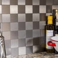 thumbnail image 3 of Aspect Peel and Stick Backsplash 12in x 4in Square Stainless Matted Metal Tile for Kitchen and Bathrooms (3-Pack), 3 of 4