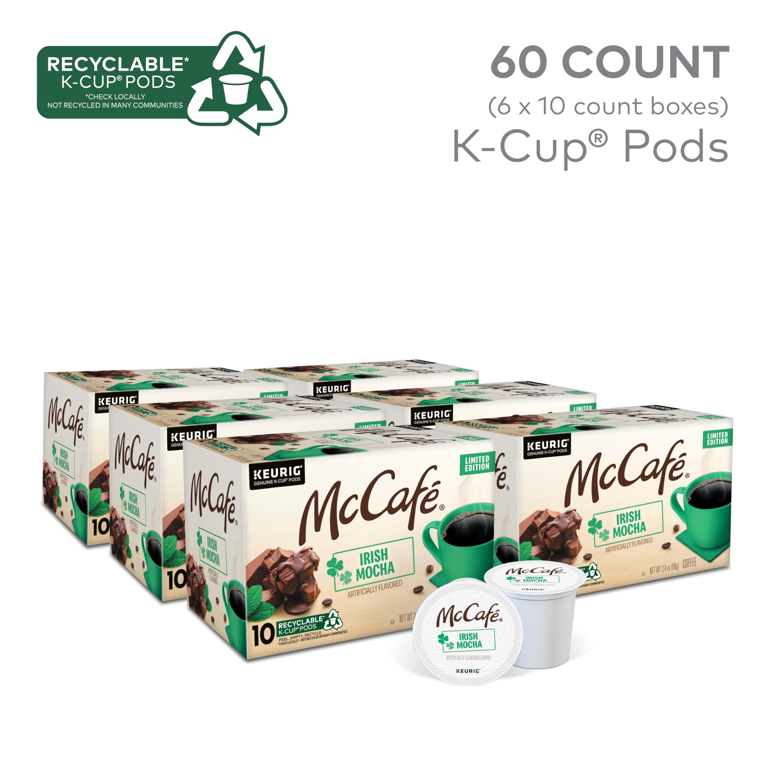 Mccafe Irish Mocha Coffee, Single-Serve Keurig K-Cup Pods, 60 Count (Pack Of 2).
