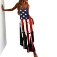 thumbnail image 3 of Uootdi Dresses for Women Star Print Spaghetti Strap V Neck Maxi Length Loose Fit Breathable Sundresses Casual Versatile Dresses Holiday Patriotic Wear Gift, 3 of 8