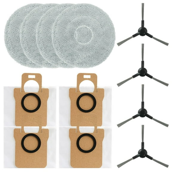 Fakrich 12 pcs Mop Cloth Dust Bag Side Brush Kit, For JONR & For P20 PRO Vacuum Cleaner, Replacement Parts Accessories, For Robot Vacuum Cleaner