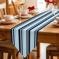thumbnail image 2 of Table Runners 90 Inches Long, Navy Blue Turquoise Striped Cotton Linen Kitchen Dining Coffee Table Runner for Party Home Decor, Gradient Horizontal Lines Tabletop Dresser Scarves Runner 13x90 Inch, 2 of 9