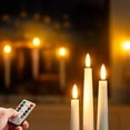 thumbnail image 5 of TinyGlam 2 Pcs Waxy Flameless Taper Candles with Remote, Led Flameless Candlesticks Classic Tall Taper Candles, Flickering Battery Operated Taper Candles for Bedroom, Dining Room, White, 9.6 inches, 5 of 7