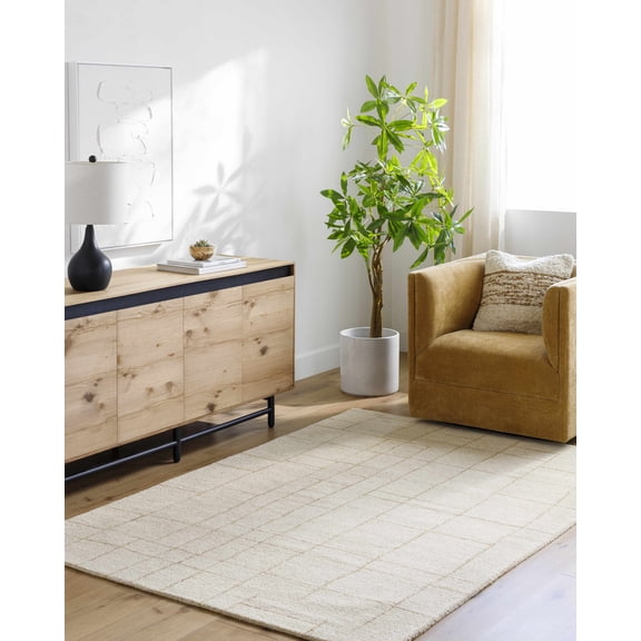 Hauteloom Adalyn Wool Living Room, Bedroom Area Rug - Farmhouse - Beige - 2' x 3'