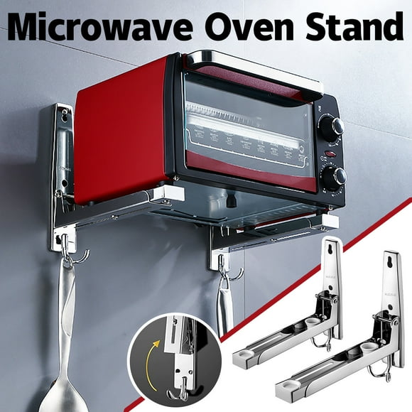 Stainless Steel Microwave Oven Rack Wall-Mounted Microwave Oven Rack With Hook under Dorm Bed Storage Drawers