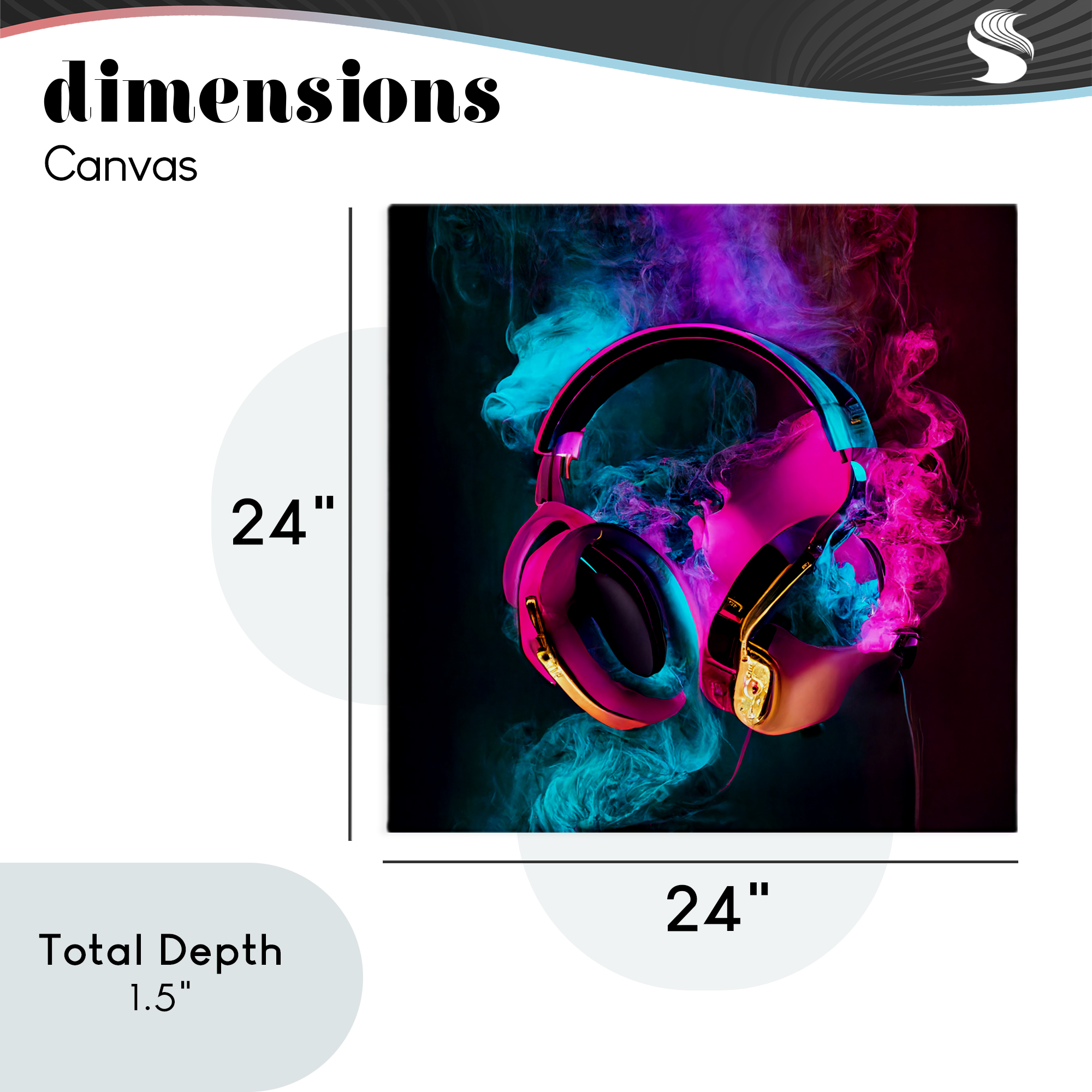 Power Play Pink & Blue Headphones Canvas Wall Art, design by Sasha