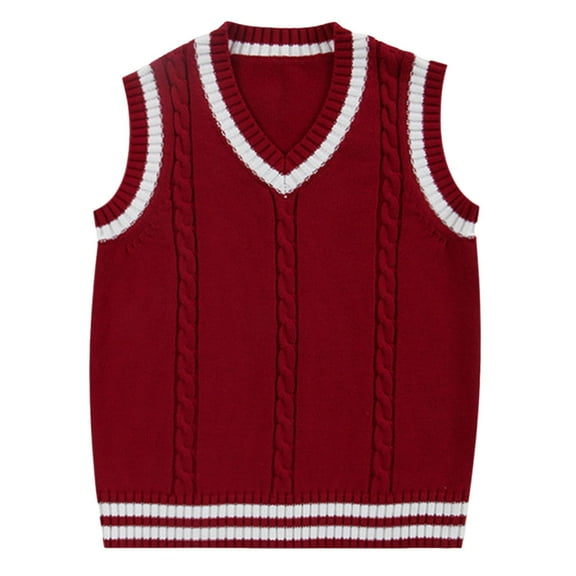 Cropped Sweaters For Teens Boys' V-Neck Sweater Vest for Teens Girls 2025 Fall Fashion Knitted Sleeveless V Neck Tops Preppy School Uniform Clothes