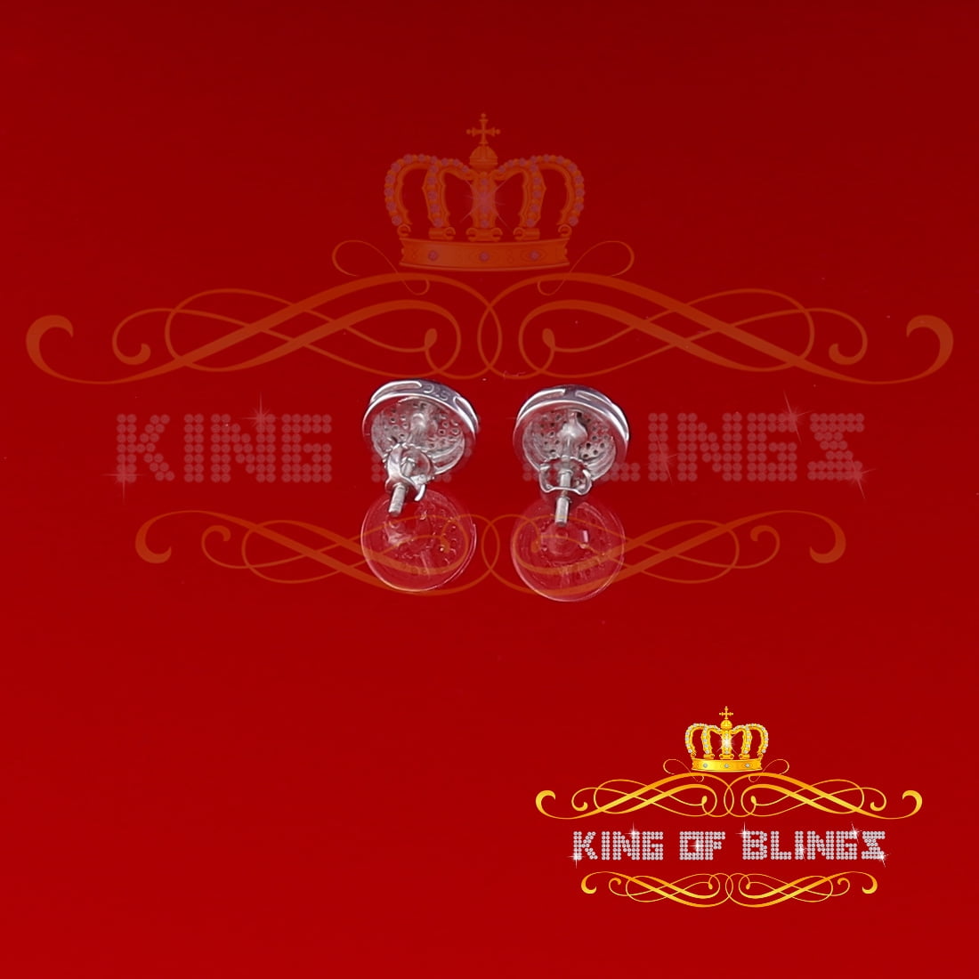 King of Bling's 0.20ct Diamond Stud Earrings For Women's White 925 Sterling Silver For Men's