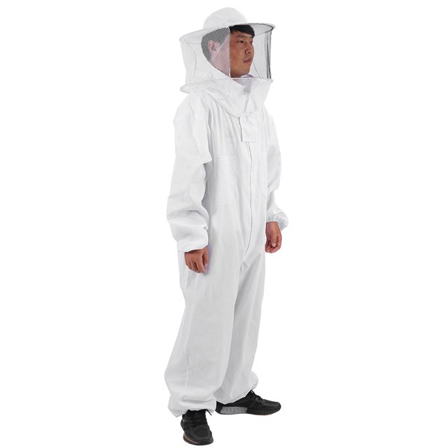 Hongzer Traje de apicultura profesional, ligero, transpirable, con velo protector, hecho de algodón + poliéster, perfecto para apicultores, visitantes de granja (XL) apicultura Traje