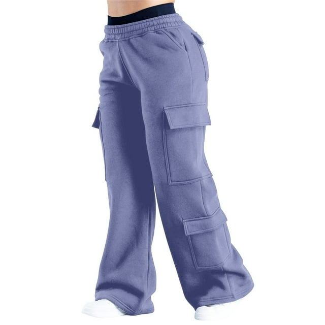 Pantalones Deportivos de Mujer, Estilo Cargo, de Pierna , Holgados, Ideales para Otoño, para el Trabajo y para Viajar. Azul S