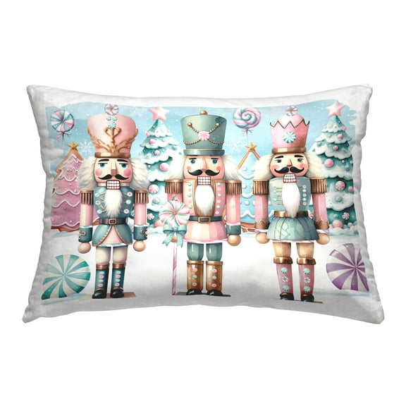 Stupell Industries Nutcrackers & Pastel Scenery Decorative Printed Throw Pillow Design by Nicole DeCamp